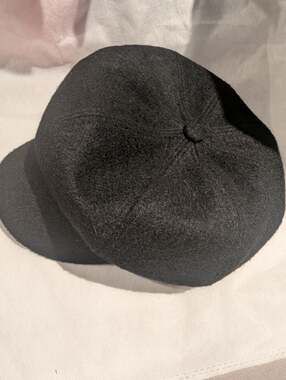 Zara Black Wool Blend Newsboy Baker Boy Cap Hat Size M